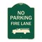 Signmission Designer Series-No Parking Fire Lane, Green Heavy-Gauge Aluminum, 24" x 18", G-1824-9824 A-DES-G-1824-9824 - alternate 1